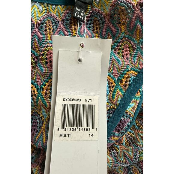 Donna Morgan Blue Multi Dress With Mini Under Dress - Picture 4 of 11